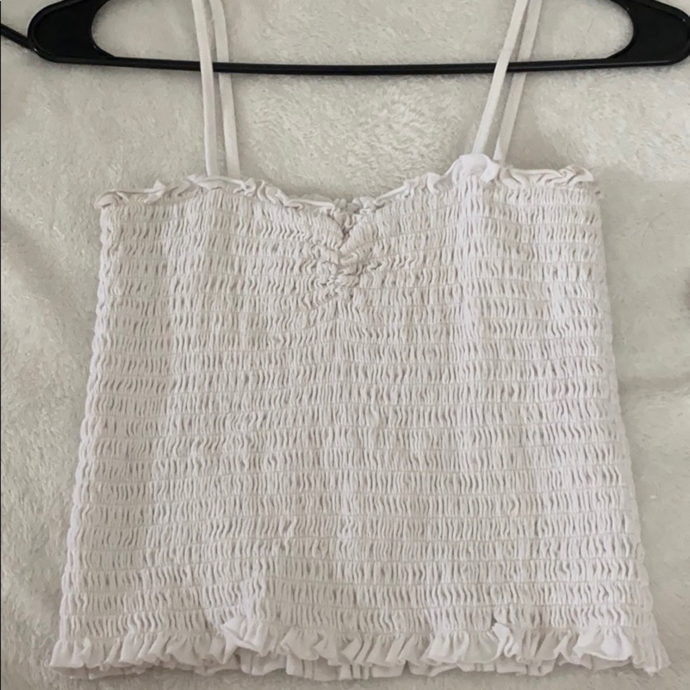 white scrunch tank top